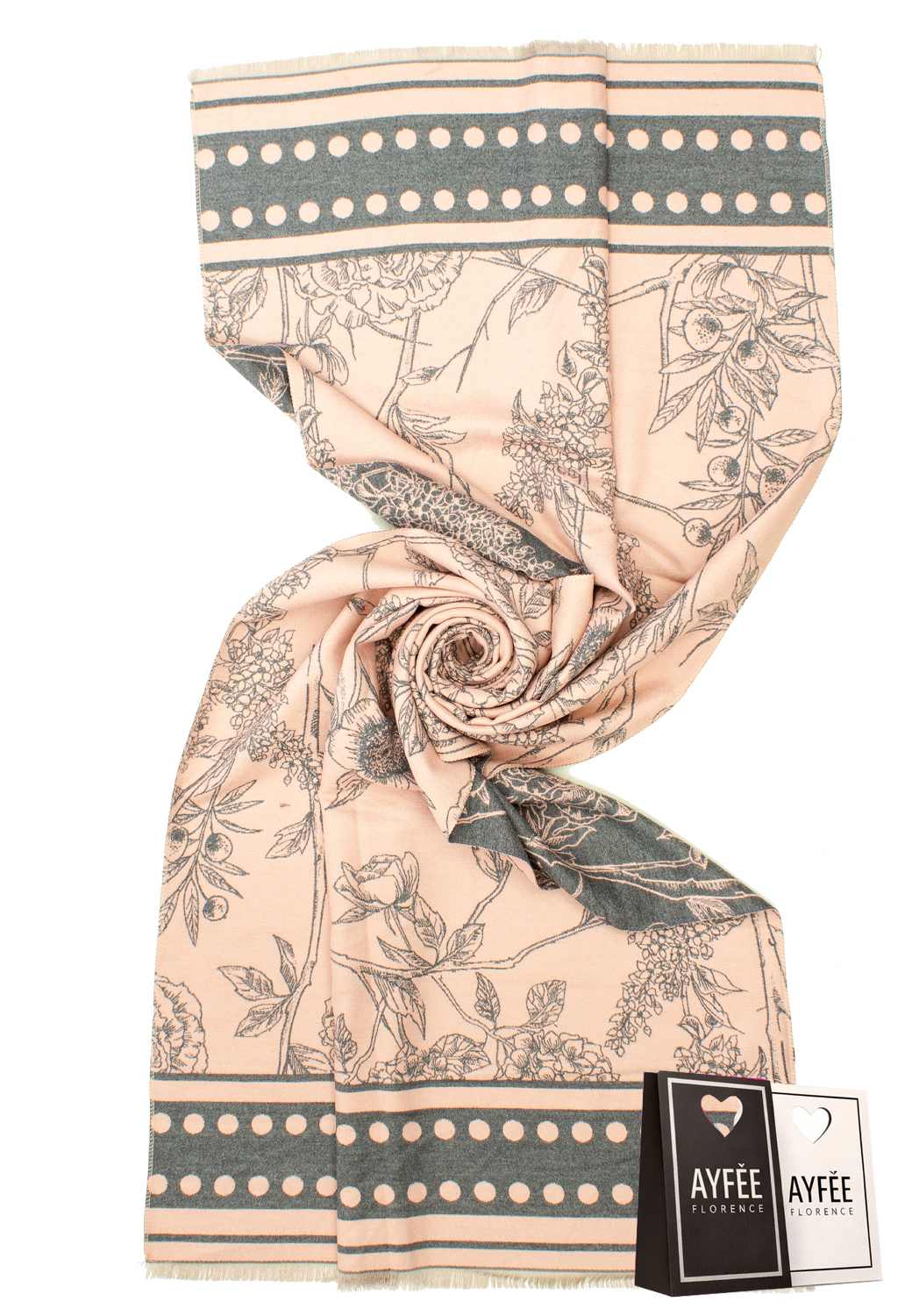 STOLA JACQUARD GRAPHIC FLOWERS, CM 70*180, 100% VI, MADE IN PRC     - PINK